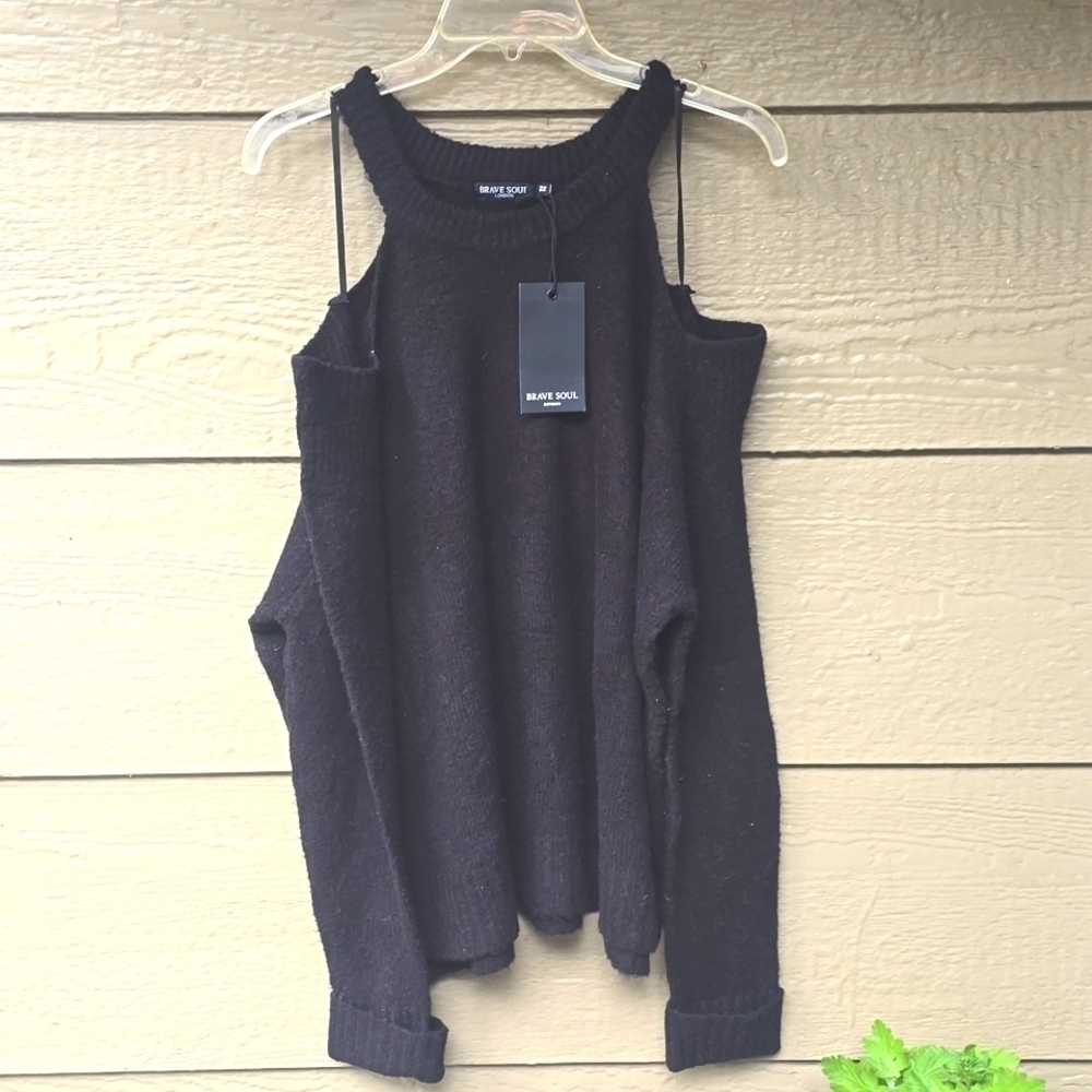 ASOS cold shoulder long sleeve sweater size 22 NWT BLACK